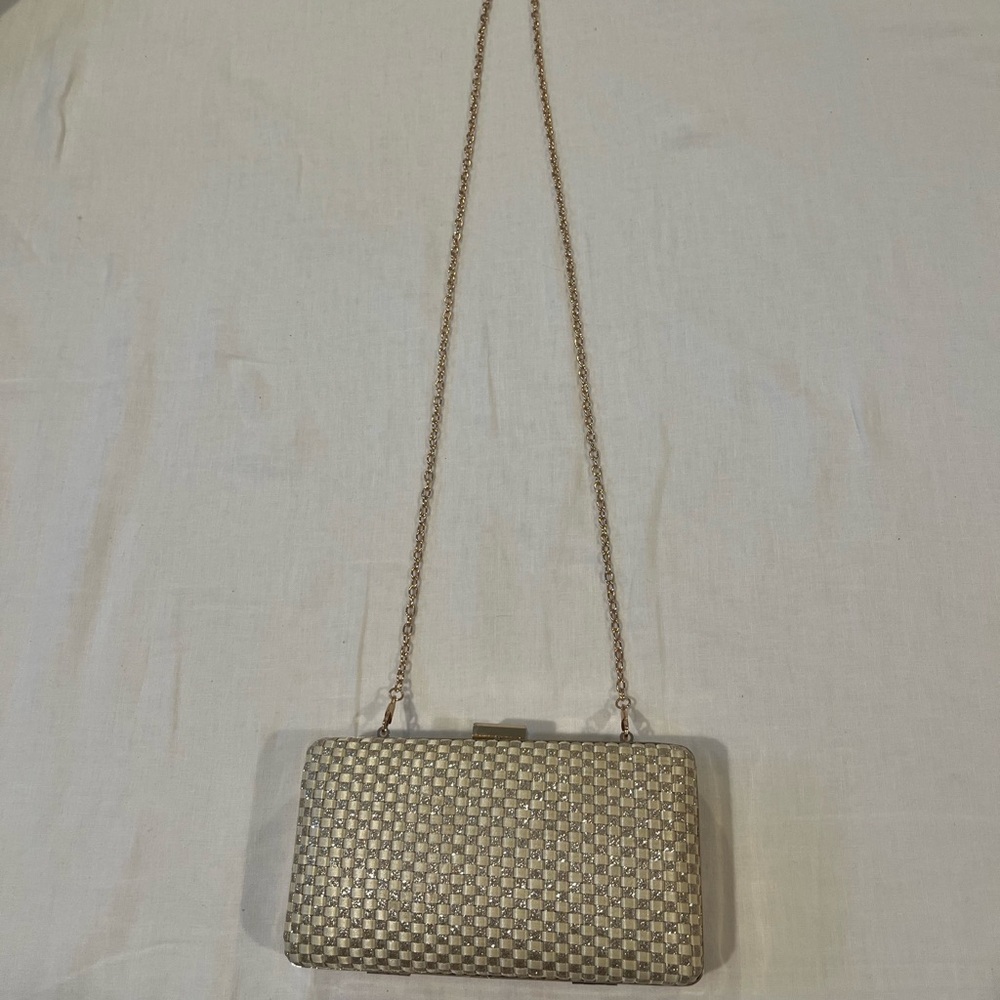 Elegant Gold Woven Clutch Bag